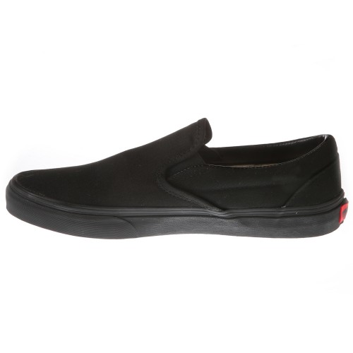 black canvas slip on vans