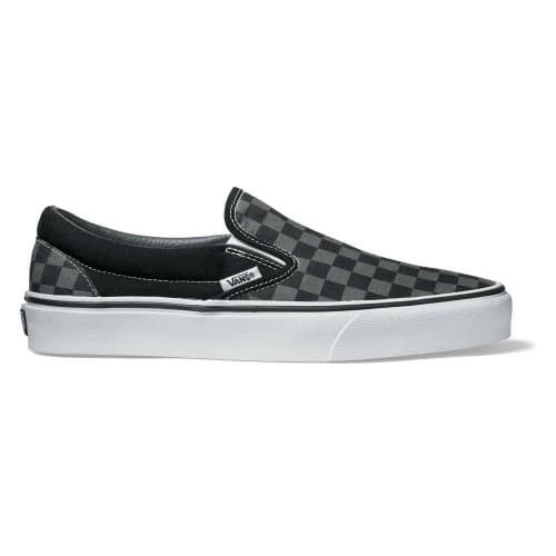 vans black and grey slip ons