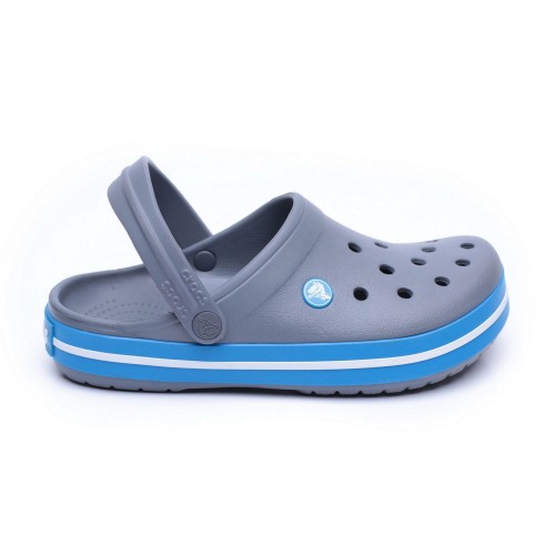 blue and gray crocs