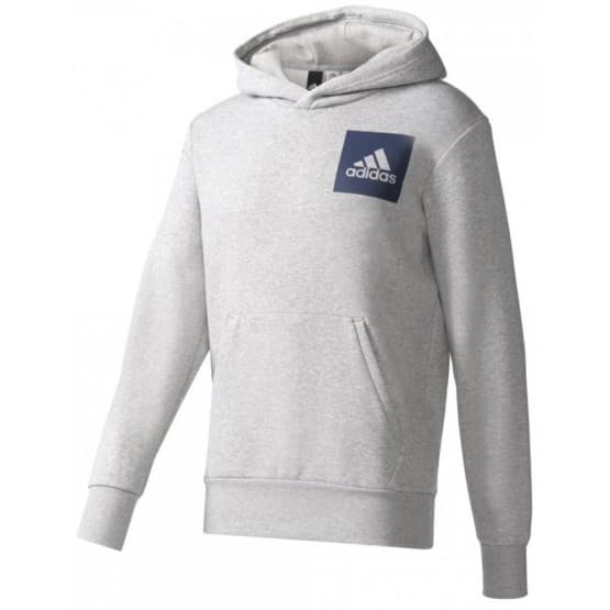 ביגוד אדידס לגברים Adidas Adidas Essentials Chest Logo Pullover Hood Fleece - אפור