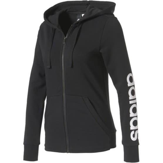 בגדי חורף אדידס לנשים Adidas Essentials Linear Full Zip Hoodie - שחור