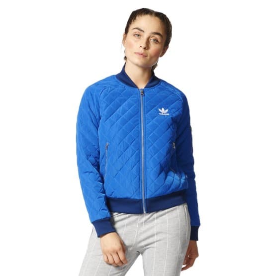 בגדי חורף אדידס לנשים Adidas Originals Quilted Tracktop Bomber - כחול