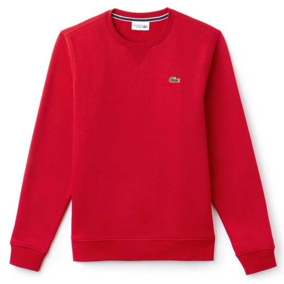 ביגוד לקוסט לגברים LACOSTE Crew Neck Sweatshirt Fleece - אדום