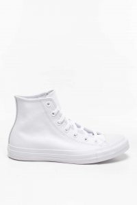 נעלי סניקרס קונברס לגברים Converse CHUCK TAYLOR ALL STAR LEATHER High Top - לבן