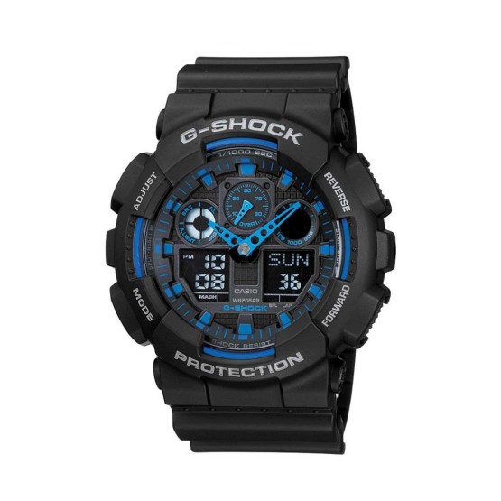 שעון קסיו ג'י-שוק ליוניסקס G-SHOCK GA_100 - שחור/כחול