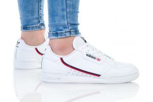 נעלי סניקרס אדידס לנשים Adidas Originals Continental 80 J - לבן/אדום