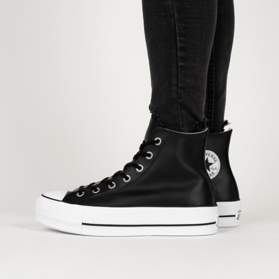 נעלי סניקרס קונברס לנשים Converse Chuck Taylor All Star Lift Leather High Top - שחור