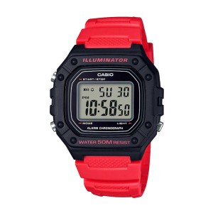 שעון קסיו לגברים CASIO W218 - שחור/אדום