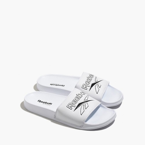 white reebok slides