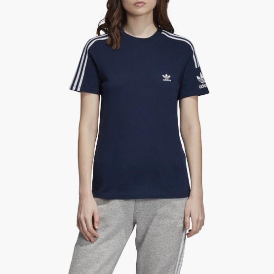 ביגוד Adidas Originals לנשים Adidas Originals   3-Stripes Lock Up Tee - כחול כהה