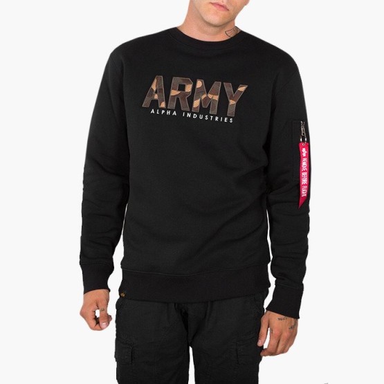 בגדי חורף אלפא אינדסטריז לגברים Alpha Industries Army Camo Sweater - שחור