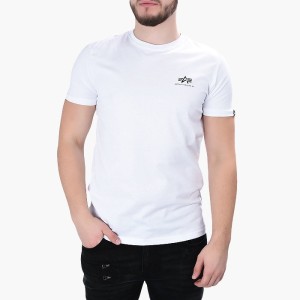 חולצת T אלפא אינדסטריז לגברים Alpha Industries Basic Small Logo - לבן
