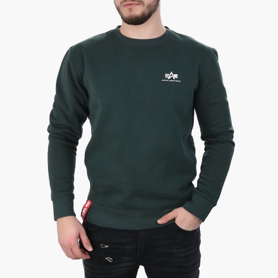 ביגוד אלפא אינדסטריז לגברים Alpha Industries Basic Sweater Small Logo - ירוק