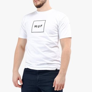 חולצת T HUF לגברים HUF Box Logo - לבן