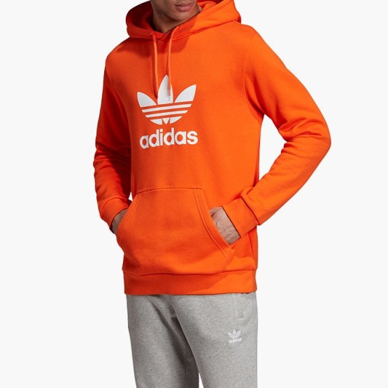 ביגוד אדידס לגברים Adidas Originals Trefoil Warm-Up Hoodie - כתום