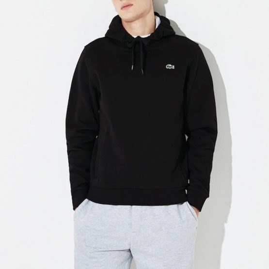 ביגוד לקוסט לגברים LACOSTE Hooded Fleece Tennis Sweatshirt - שחור