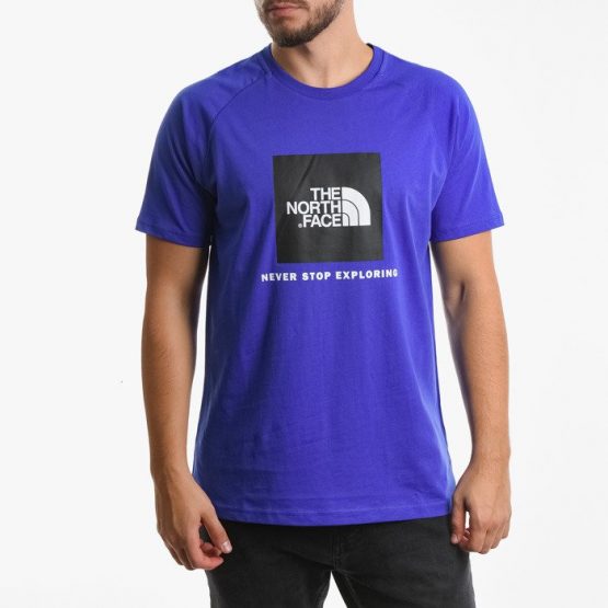 חולצת T דה נורת פיס לגברים The North Face T-shirt Raglan Red Box - כחול