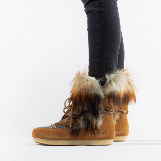 נעליים מונבוט' לנשים Moon Boot Far Side High Faux Fox Fur - חום