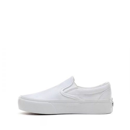 platform vans slip on white