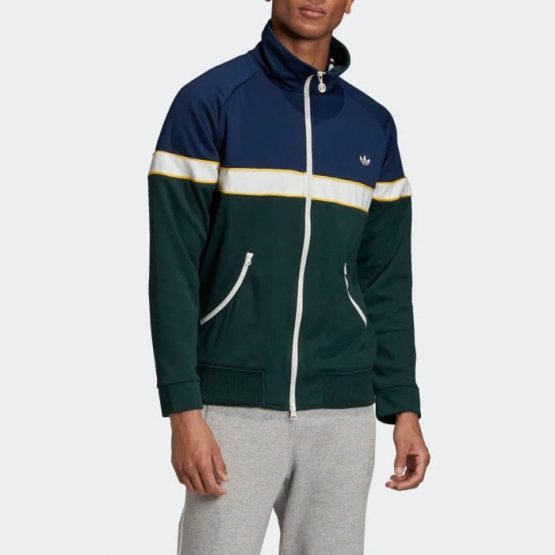 ביגוד אדידס לגברים Adidas Track Jacket - כחול/ירוק