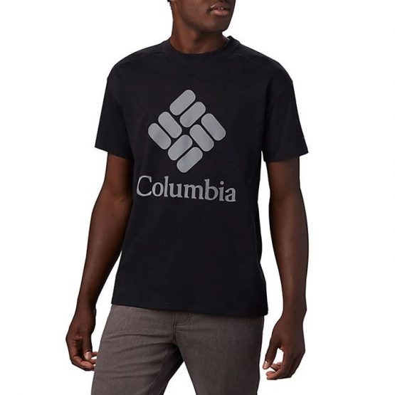 חולצת T קולומביה לגברים Columbia LODGE LOGO - שחור