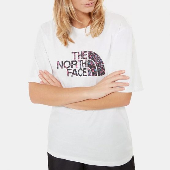 חולצת T דה נורת פיס לנשים The North Face Boyfriend Easy Tee - לבן הדפס