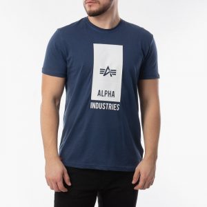 חולצת T אלפא אינדסטריז לגברים Alpha Industries Block Logo - כחול