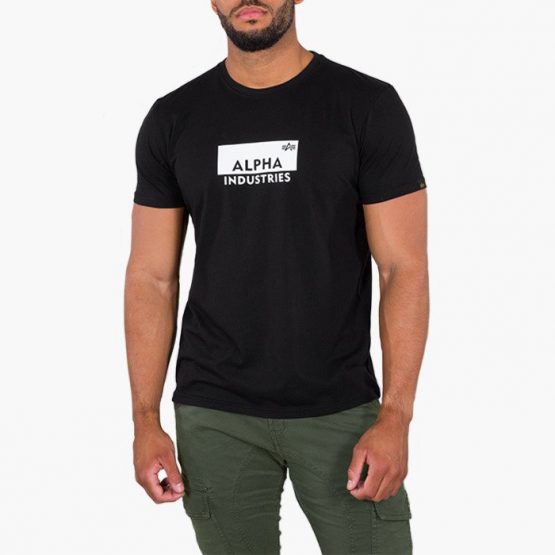 חולצת טי שירט אלפא אינדסטריז לגברים Alpha Industries Box Logo - שחור