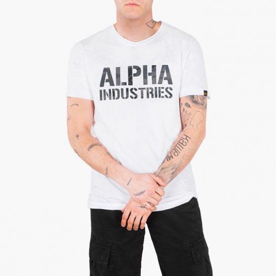 חולצת טי שירט אלפא אינדסטריז לגברים Alpha Industries Camo Print - לבן