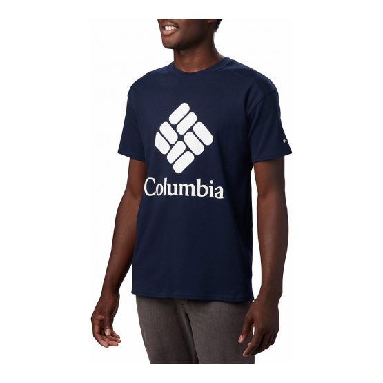 חולצת T קולומביה לגברים Columbia LODGE LOGO - כחול כהה