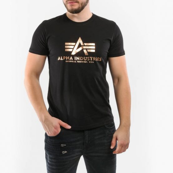 חולצת טי שירט אלפא אינדסטריז לגברים Alpha Industries Basic Fool Print - שחור