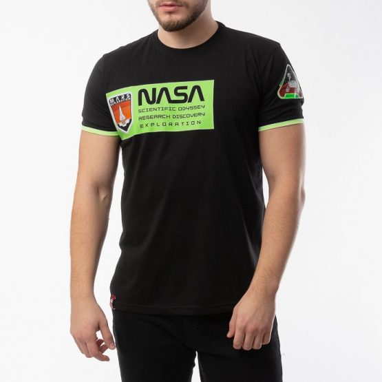 חולצת T אלפא אינדסטריז לגברים Alpha Industries Mars Neon - שחור