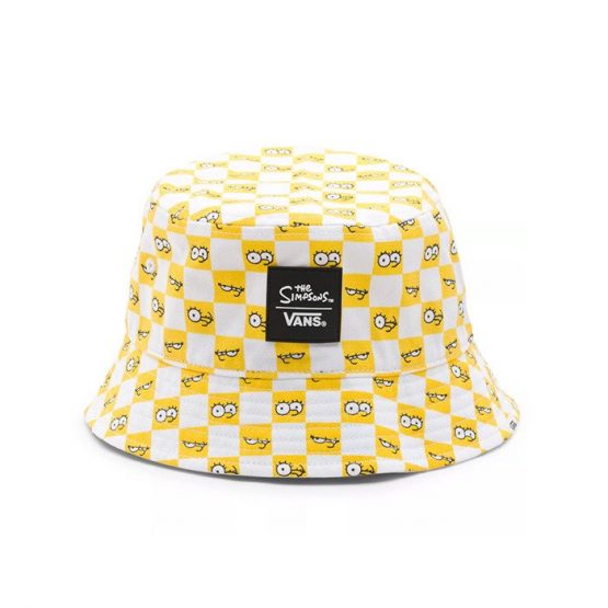 ביגוד ואנס לגברים Vans THE SIMPSONS X CHECK EYES BUCKET - לבן/צהוב