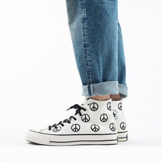 נעלי סניקרס קונברס לגברים Converse Chuck 70 High Top Peace - לבן/שחור