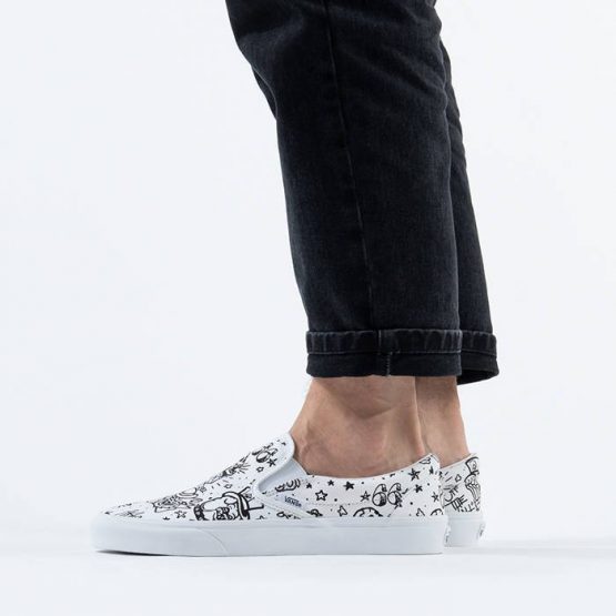נעלי סניקרס ואנס לגברים Vans Ua Classic Slip-On DIY - לבן