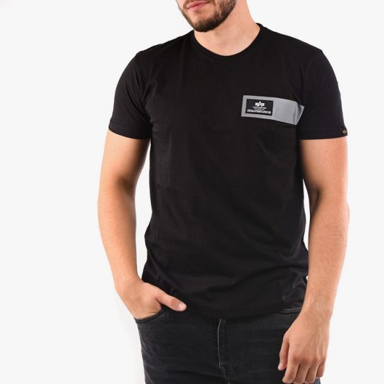 חולצת טי שירט אלפא אינדסטריז לגברים Alpha Industries Reflective Stripes T - שחור