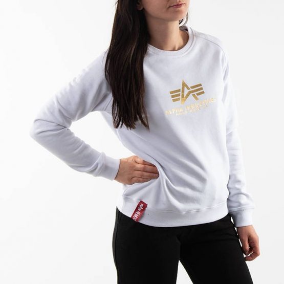 חולצת טי שירט ארוכות אלפא אינדסטריז לנשים Alpha Industries New Basic Sweater - לבן