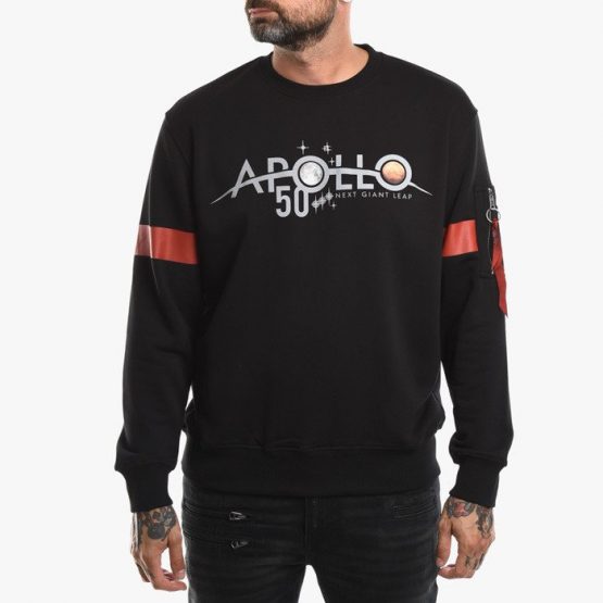 סווטשירט אלפא אינדסטריז לגברים Alpha Industries Apollo 50 Reflective - שחור