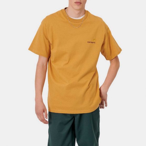 חולצת T קארהארט לגברים Carhartt WIP American Script - צהוב