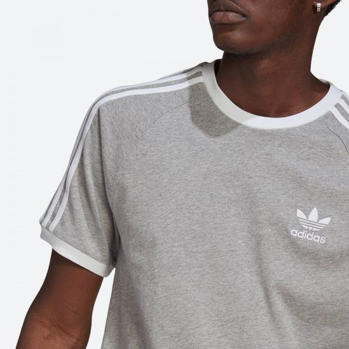 adidas grey 3 stripe t shirt