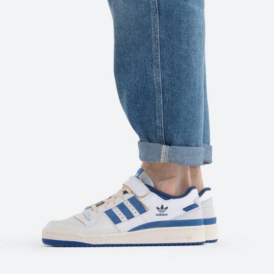 נעלי סניקרס אדידס לגברים Adidas Originals Forum 84 Low Blue Thread - כחול/לבן