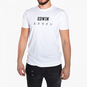 חולצת T Edwin לגברים Edwin Sunset - לבן הדפס