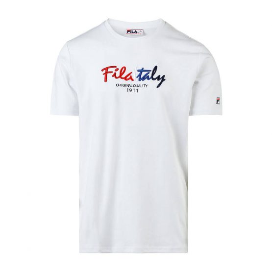 חולצת T פילה לגברים Fila Embroided Logo - לבן