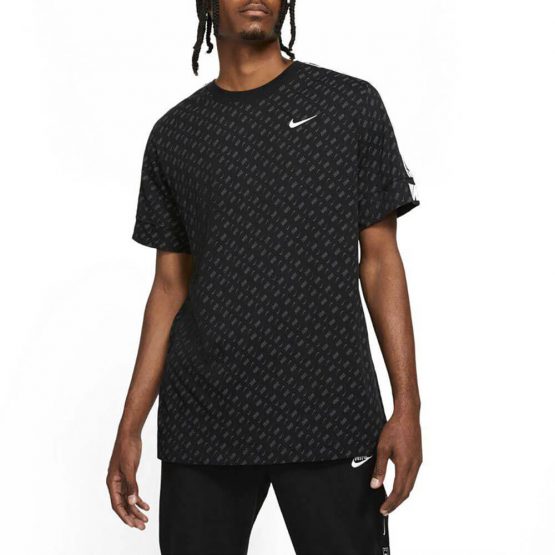 חולצת אימון נייק לגברים Nike Sportswear Repeat Print - שחור
