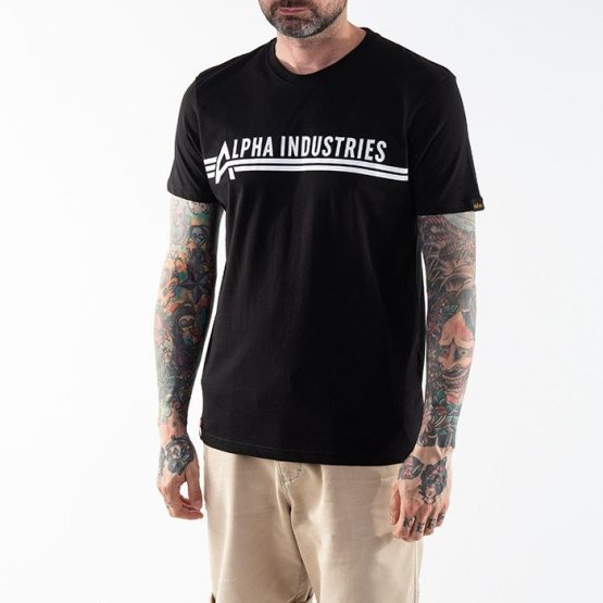 חולצת טי שירט אלפא אינדסטריז לגברים Alpha Industries Backprint - שחור