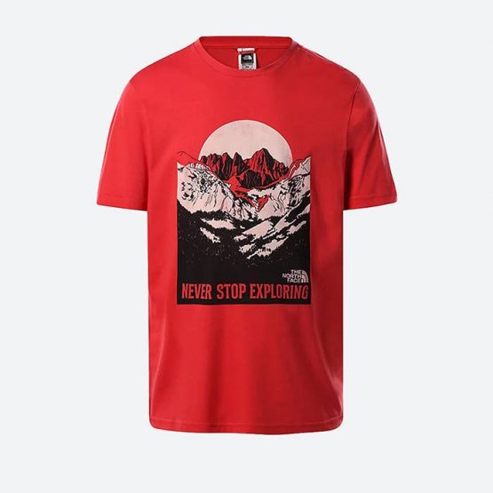 חולצת T דה נורת פיס לגברים The North Face Natural Wonders - אדום