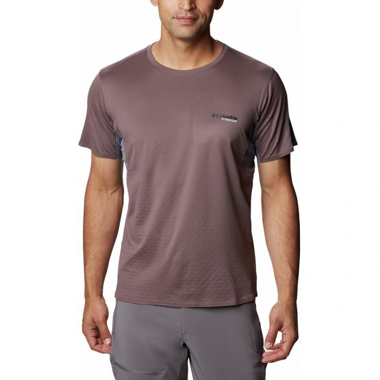 חולצת T קולומביה לגברים Columbia MAZAMA TRAIL - חום/אפור