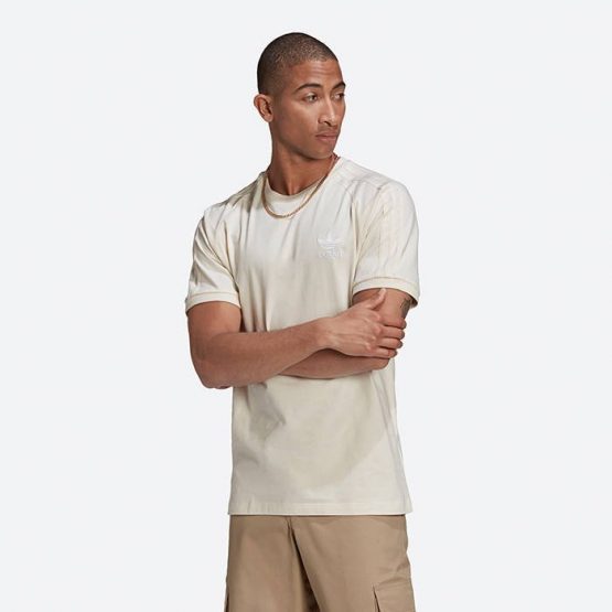 חולצת T אדידס לגברים Adidas Originals Adicolor 3-Stripes - לבן