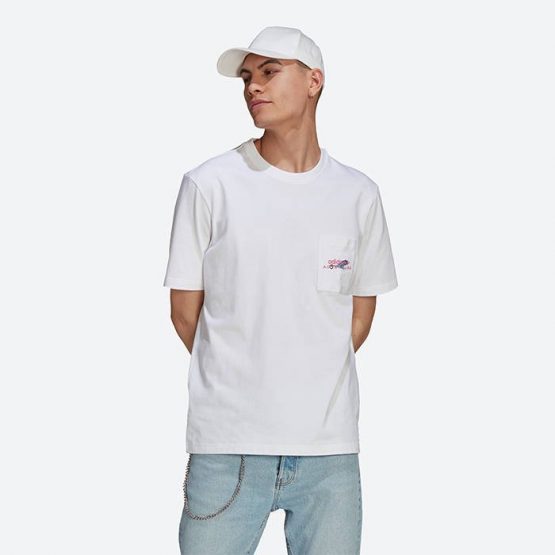 חולצת T אדידס לגברים Adidas Originals Adv Pkt Logotee - לבן