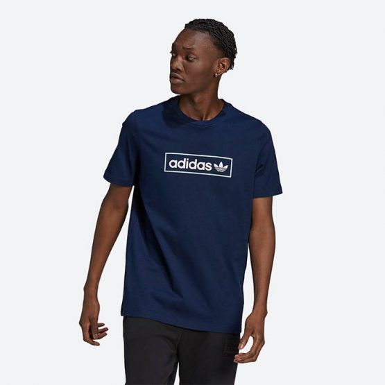 חולצת T אדידס לגברים Adidas Originals Linear Logo - כחול